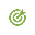 Green target icon with arrow in center.